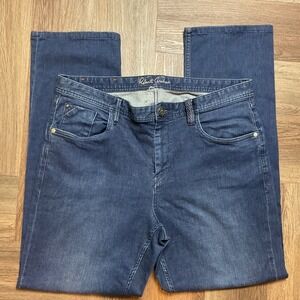 Robert Graham Hickory Stripe Classic Yates Selvedge Jeans Men 36x31 Blue Stretch